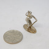Sterling Silver Downhill Skier Charm Pendant Vintage c1970