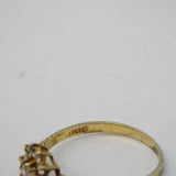 Sterling Silver & Paste Set Floral Cluster Ring Vintage c1970s