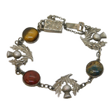 Scottish Sterling Silver, Agate Set Thistle Bracelet Antique c1920s