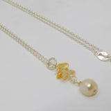 Sterling Silver Cream Pearl & Citrine Pendant Necklace Contemporary c2015