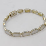 Sterling Silver Mother Of Pearl Panel Form Bracelet Vintage c1990's