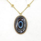 19th Century Rolled Gold & Banded Agate Set Mourning Necklace Antique