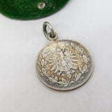 19th Century German Sterling Silver 50 Pfennig Coin Charm Antique 1877