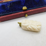 Ceramic Owl Gilt Metal Charm Pendant Vintage c1970