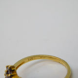 Contemporary 9ct Yellow Gold & Iolite Set Floral Cluster Ring Birmingham 2021