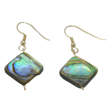 Pair of Sterling Silver Abalone Shell Bead Handmade Drop Earrings Vintage c1970