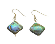 Pair of Sterling Silver Abalone Shell Bead Handmade Drop Earrings Vintage c1970