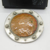 Liberty & Co. Boxed Pewter & Copper Planished Brooch Pin Antique