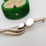 Sterling Silver Mother of Pearl Pearl Set Brooch Pin Vintage c1970