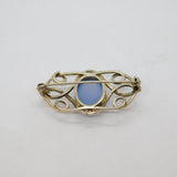Sterling Silver Cabochon Blue Chalcedony Swirly Studio Brooch Pin Vintage c1970