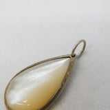 Sterling Silver Mother of Pearl Set Drop Charm Pendant Vintage c1970s