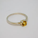 Sterling Silver Citrine Solitaire Dress Ring Vintage c1970 Size N 1/2
