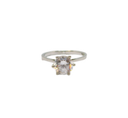 Sterling Silver Paste Solitaire Engagement Band Ring Modern c1990 Size P