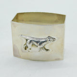Boxed Sterling Silver Pointing Hound Dog Napkin Ring Vintage 1991 London