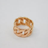 Rose Gold On Sterling Silver Flat Curb Style Band Ring Vintage c1990 Size N 1/2