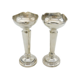 Art Deco Pair of Sterling Silver Flower Bud Vases Antique 1948 Birmingham