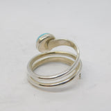 Mexican Sterling Silver Cabochon Turquoise Snake Style Ring Vintage c1970