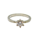 Sterling Silver Round Spinel Solitaire Engagement Ring Modern c1990 Size M