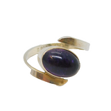 .800 Silver Cabochon Amethyst Wrap Around Studio Ring Vintage c1970 Size M