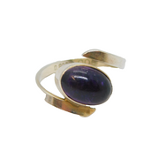 .800 Silver Cabochon Amethyst Wrap Around Studio Ring Vintage c1970 Size M