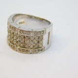 Sterling Silver Paste Set Graduating Deco Style Ring Vintage c1970 Size O 1/2