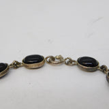 Sterling Silver & Onyx Set Panel Bracelet Vintage c1970s