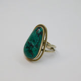 Sterling Silver Turquoise Adjustable Statement Ring Vintage c1970 Size N