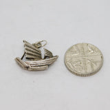 Sterling Silver Viking Ship Charm Pendant Vintage c1970s