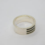 Sterling Silver Oxidised Stripe Pattern Wedding Band Ring Vintage c1990 Size Q