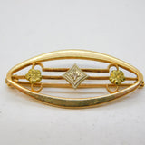 10ct Two-Tone Gold & Diamond Set Floral Dress Brooch Antique c1930s Deco