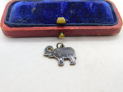 TLM Sterling Silver Black Enamel Good Luck Trunk Up Elephant Charm Antique