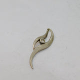 Sterling Silver White Topaz Curvy Organic Shape Drop Pendant Vintage c1970