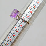 Sterling Silver Purple CZ Square Solitaire Dress Ring Vintage c1970 Size O