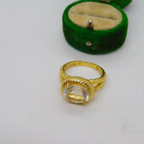 Sterling Silver Gilt Spinel Set Statement Ring Vintage c1970 Size T UK