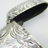 Art Deco Sterling Silver Floral Pattern Vesta Case Antique 1919 Birmingham