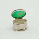 Sterling Silver & Jadeite Topped Pill Box Vintage c1970s