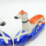 Pair of Georgian Style Staffordshire Greyhound Pen Holders Vintage c1960