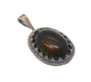 Sterling Silver Hardstone Cabochon Charm Pendant Vintage c1970s