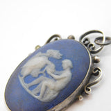 Victorian Sterling Silver Mounted Wedgwood Jasperware Pendant Antique c1840s