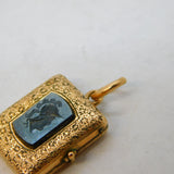 19th Century 9ct Gold & Carved Hematite Centurion Locket Antique c1840s