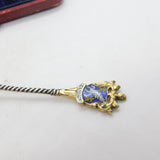 Gold on Sterling Silver & Enamel Cannes Souvenir Spoon Antique c1920 Deco