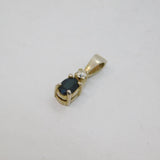Sterling Silver Sapphire & White Topaz Simplistic Drop Pendant Vintage c1970s