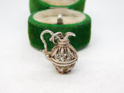 Sterling Silver Opening Wine Jug Charm Pendant Vintage c1970