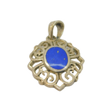 Sterling Silver Blue Enamel Cutwork Drop Pendant Vintage c1970