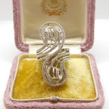Sterling Silver & Diamond Paste Set Statement Ring Vintage c1980 Size N UK