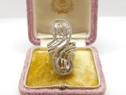 Sterling Silver & Diamond Paste Set Statement Ring Vintage c1980 Size N UK