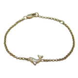 Sterling Silver Diamond Set Dolphin Form Child's Bracelet Modern c2000