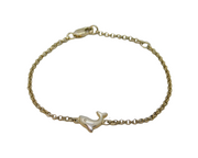 Sterling Silver Diamond Set Dolphin Form Child's Bracelet Modern c2000