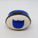 Georgian Blue-White Bilstone Enamel Patch Box 'Efteem the Giver' Antique AF
