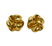 Pair of 9ct Yellow Gold Knot Stud Earrings Vintage c1970s